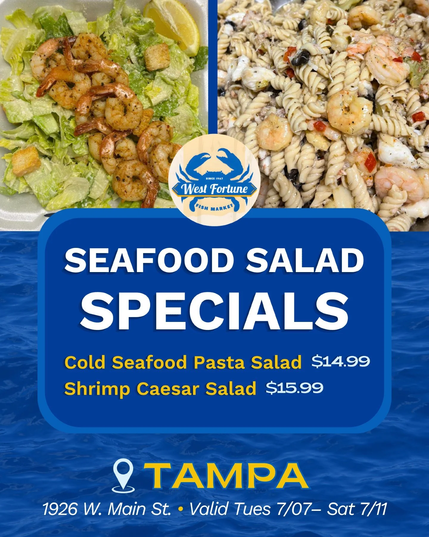 When it's Tampa hot, seafood salads just hit different. 🍤 Stop by this week for these specials, available today through Saturday!

#TampaSeafood #FreshFishTampa #TampaShrimp
