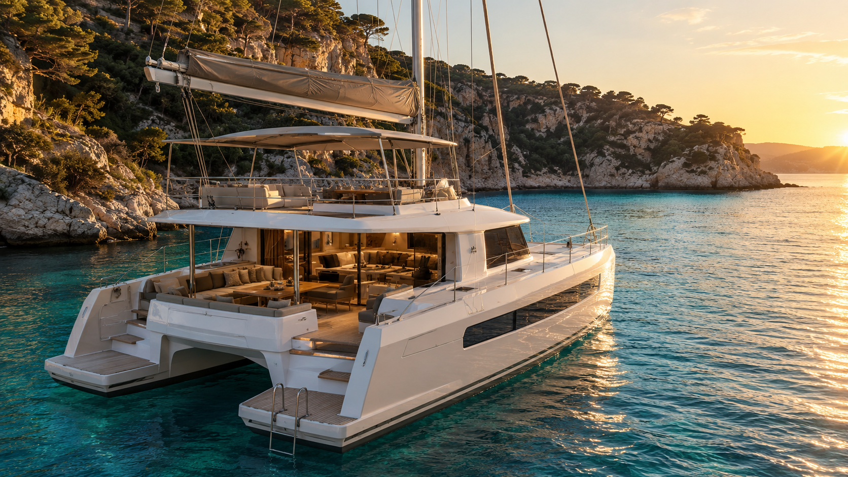 Contemporary crewed catamaran in Provence