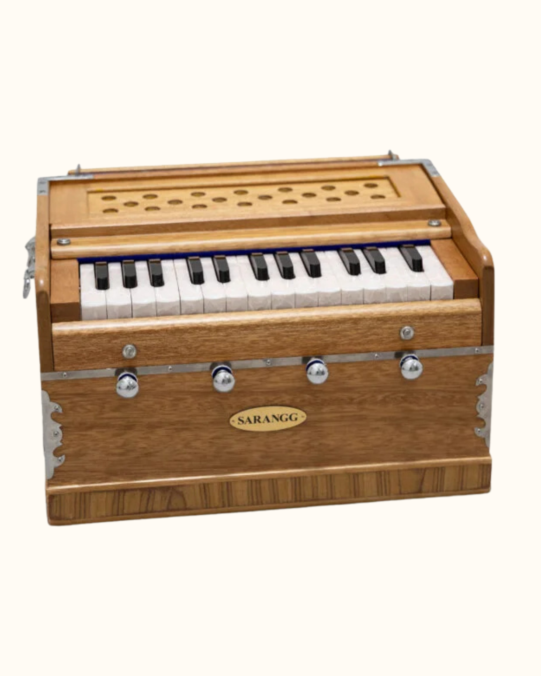 Sarangg Mini Pro compact 27-key harmonium, natural pine finish