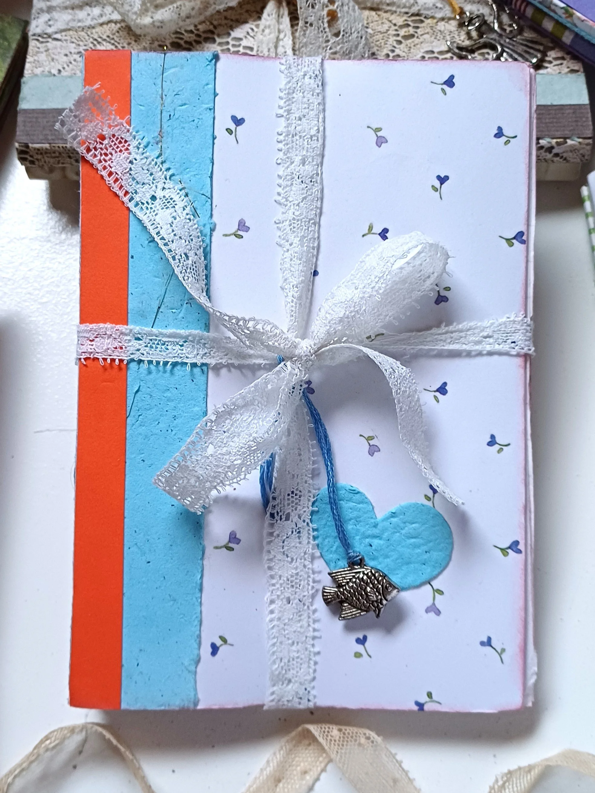 2 x Handmade Pocket Notebooks / Journals - Love Blossoms Series