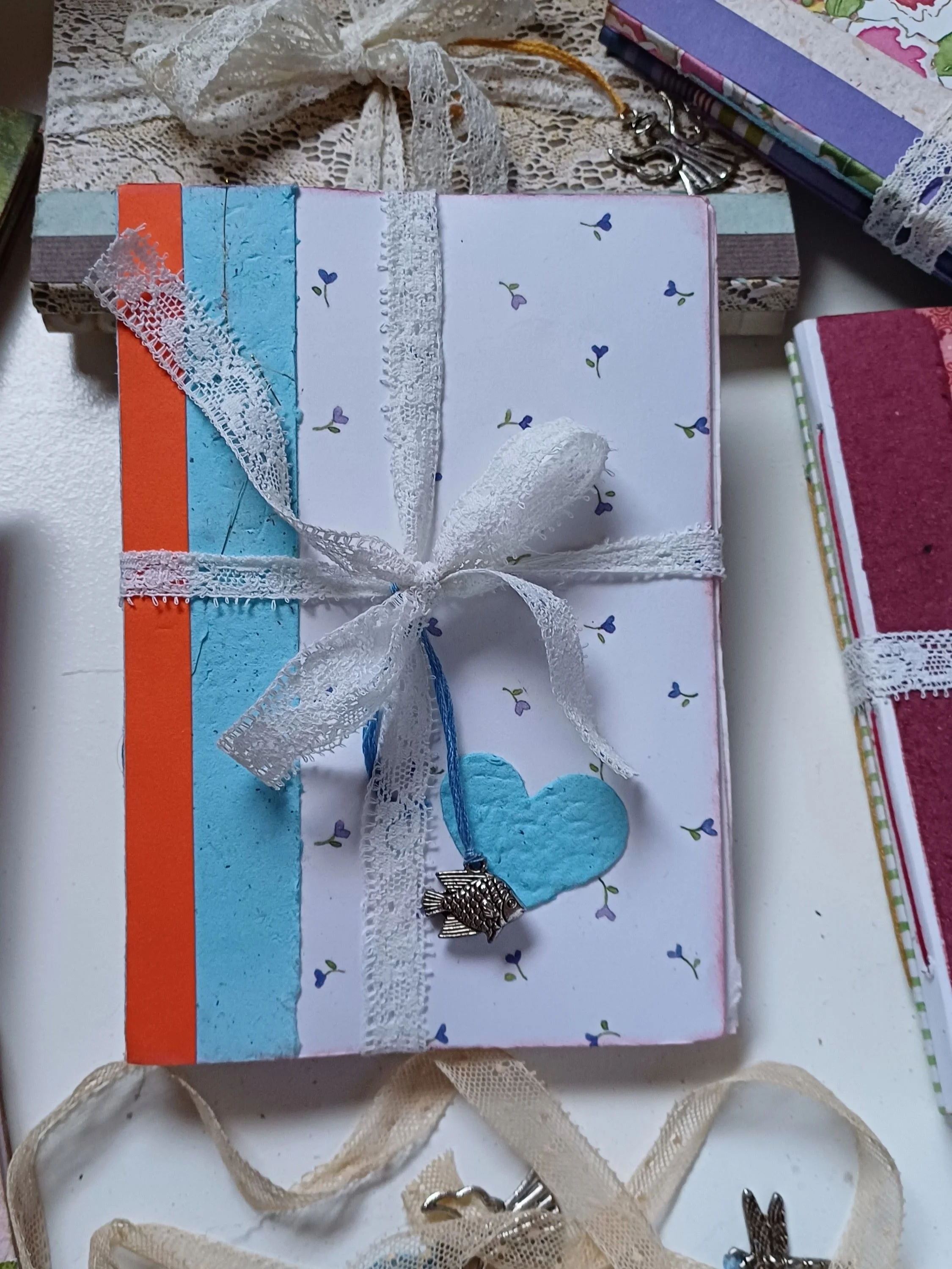 2 x Handmade Pocket Notebooks / Journals - Love Blossoms Series (BB)