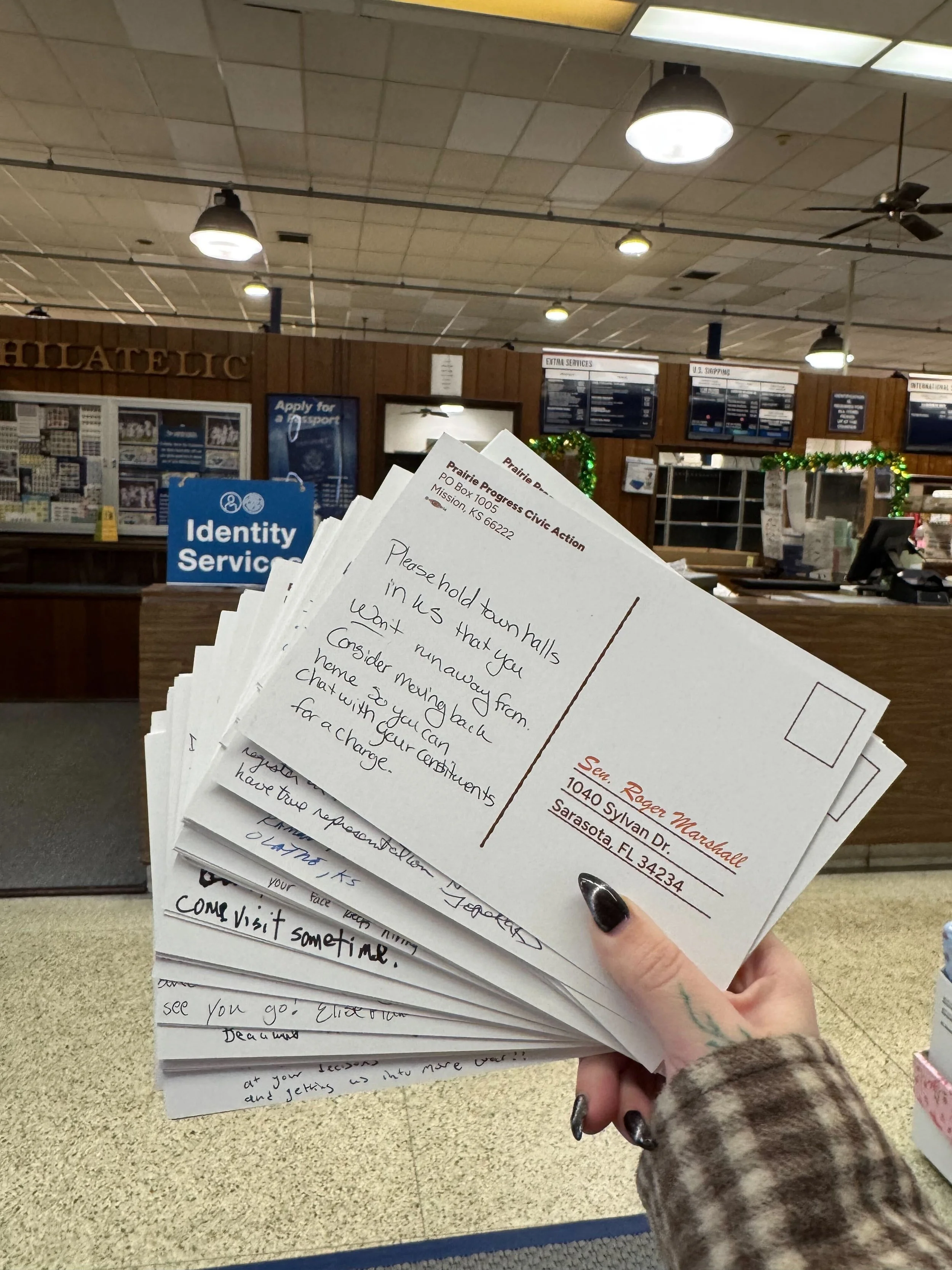 Sen. Marshall Refused Postcards from Kansans Urging Public Event