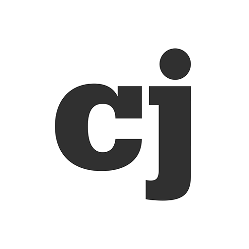 Black lowercase letters 'c' and 'j' overlapping on a white background.