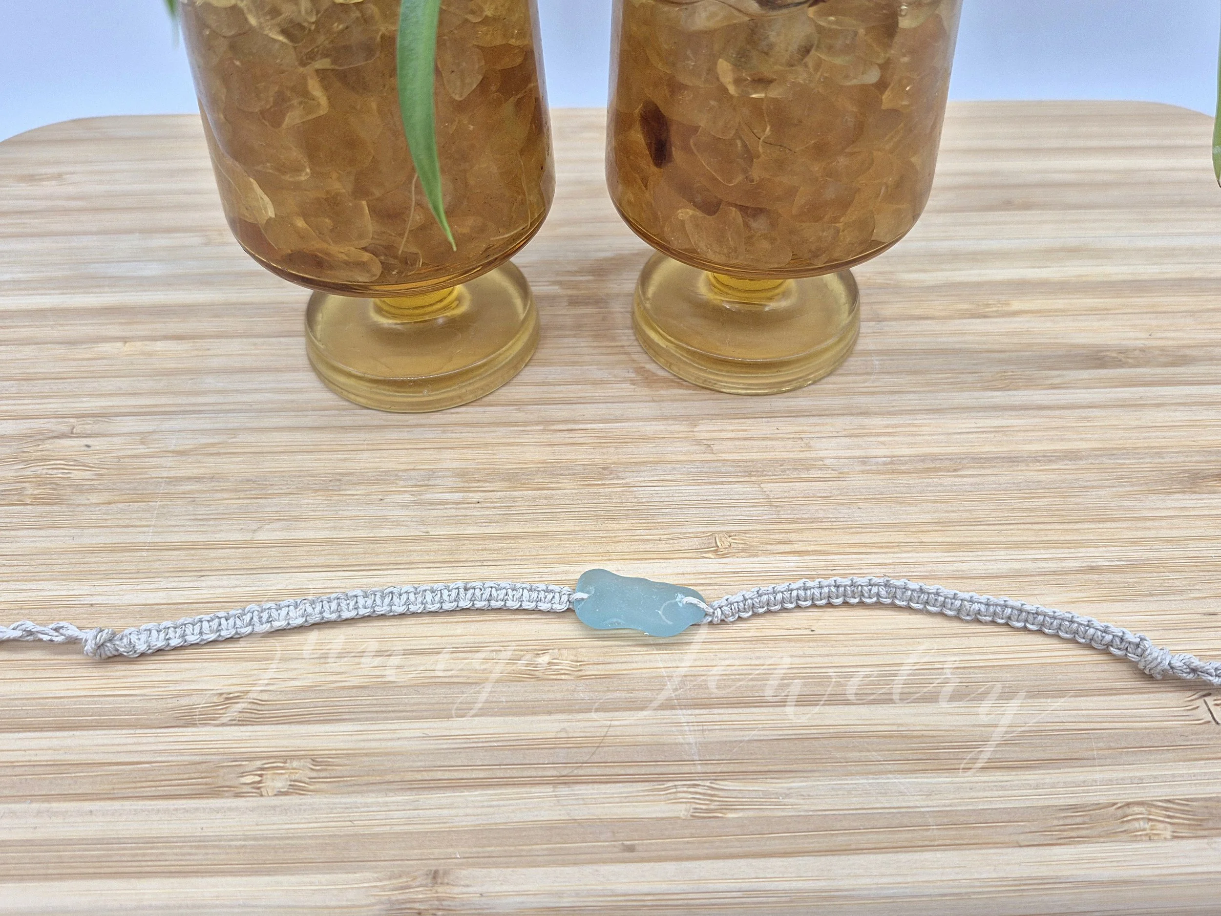 Sea glass hemp bracelet
