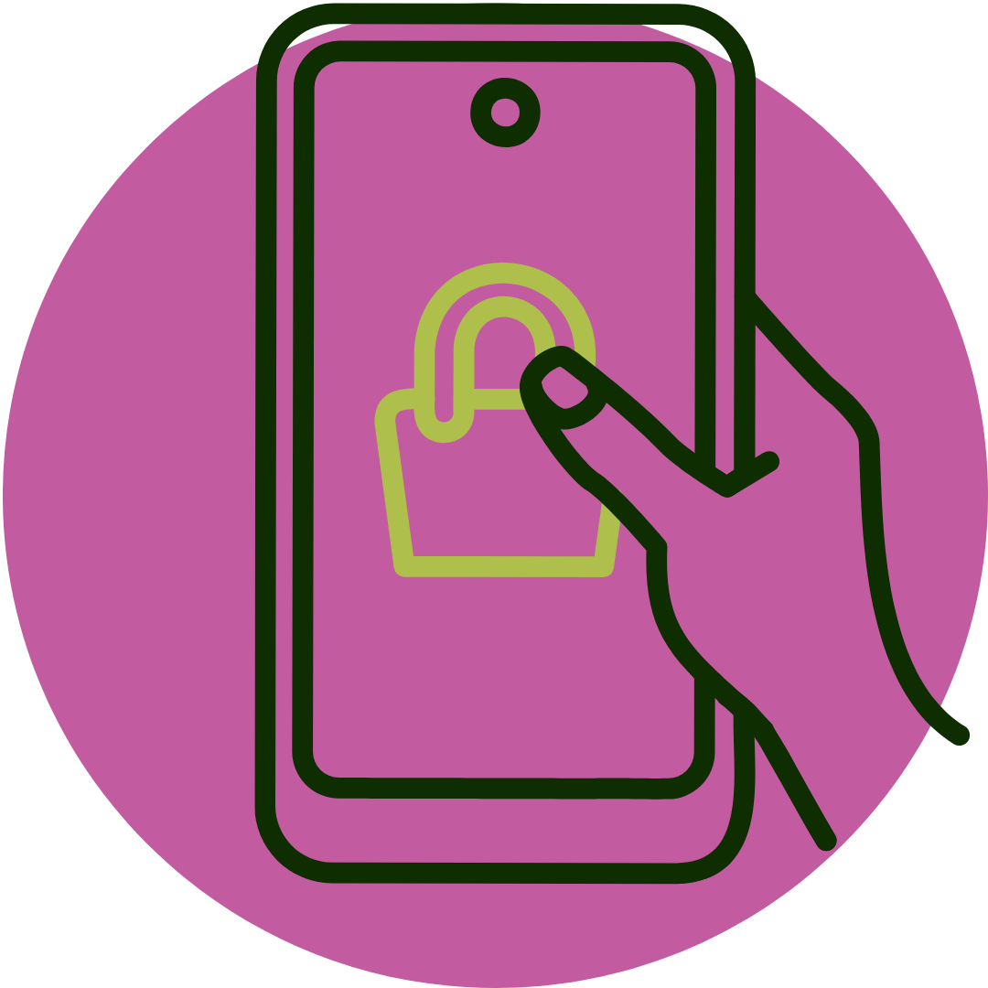 A hand browsing a phone icon