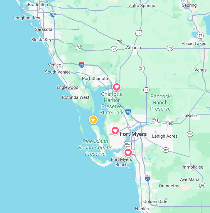 Map of Miller Sewer and Drain service areas in Southwest Florida