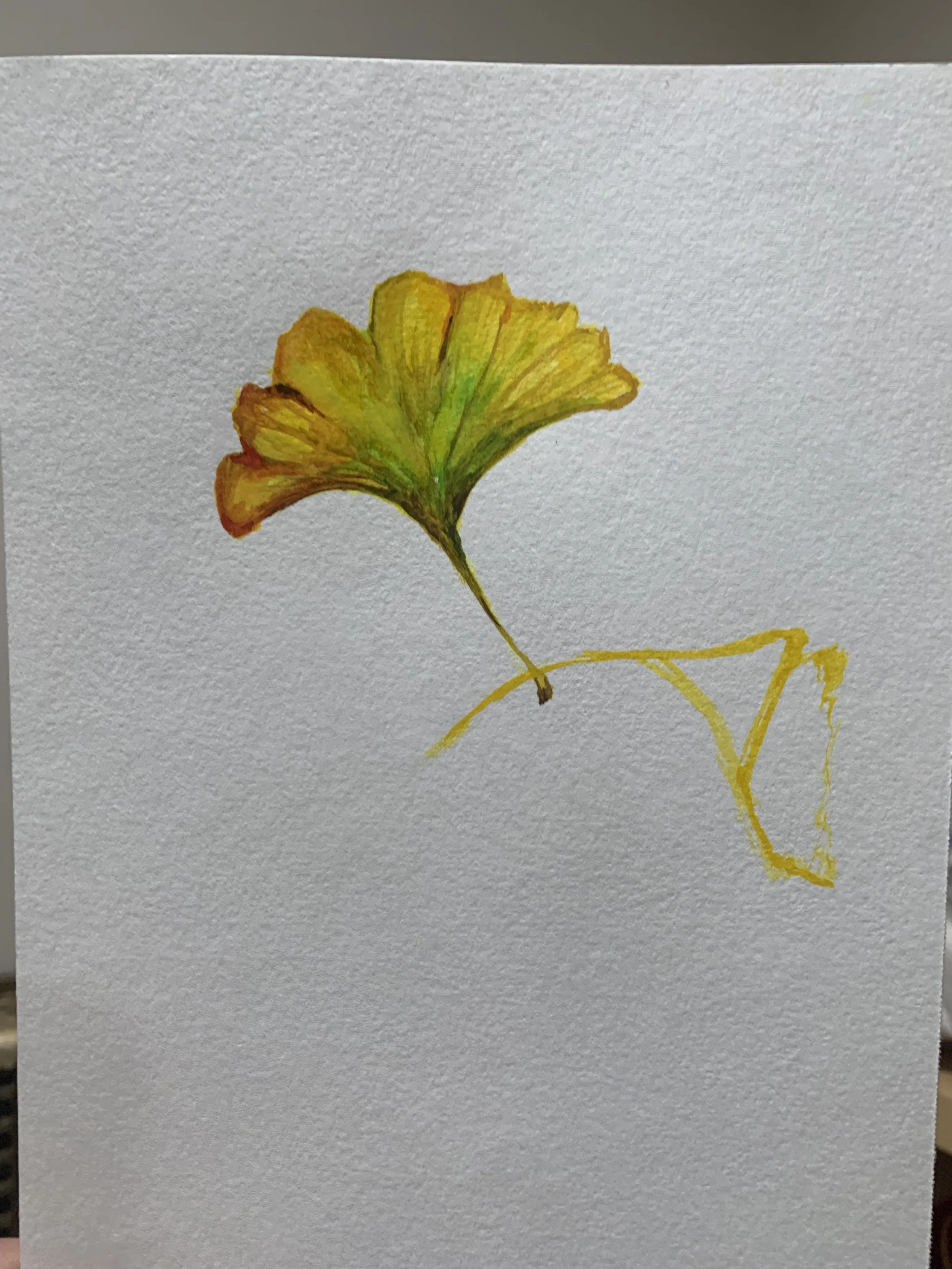 Gansai tambi ginkgo leaf painting