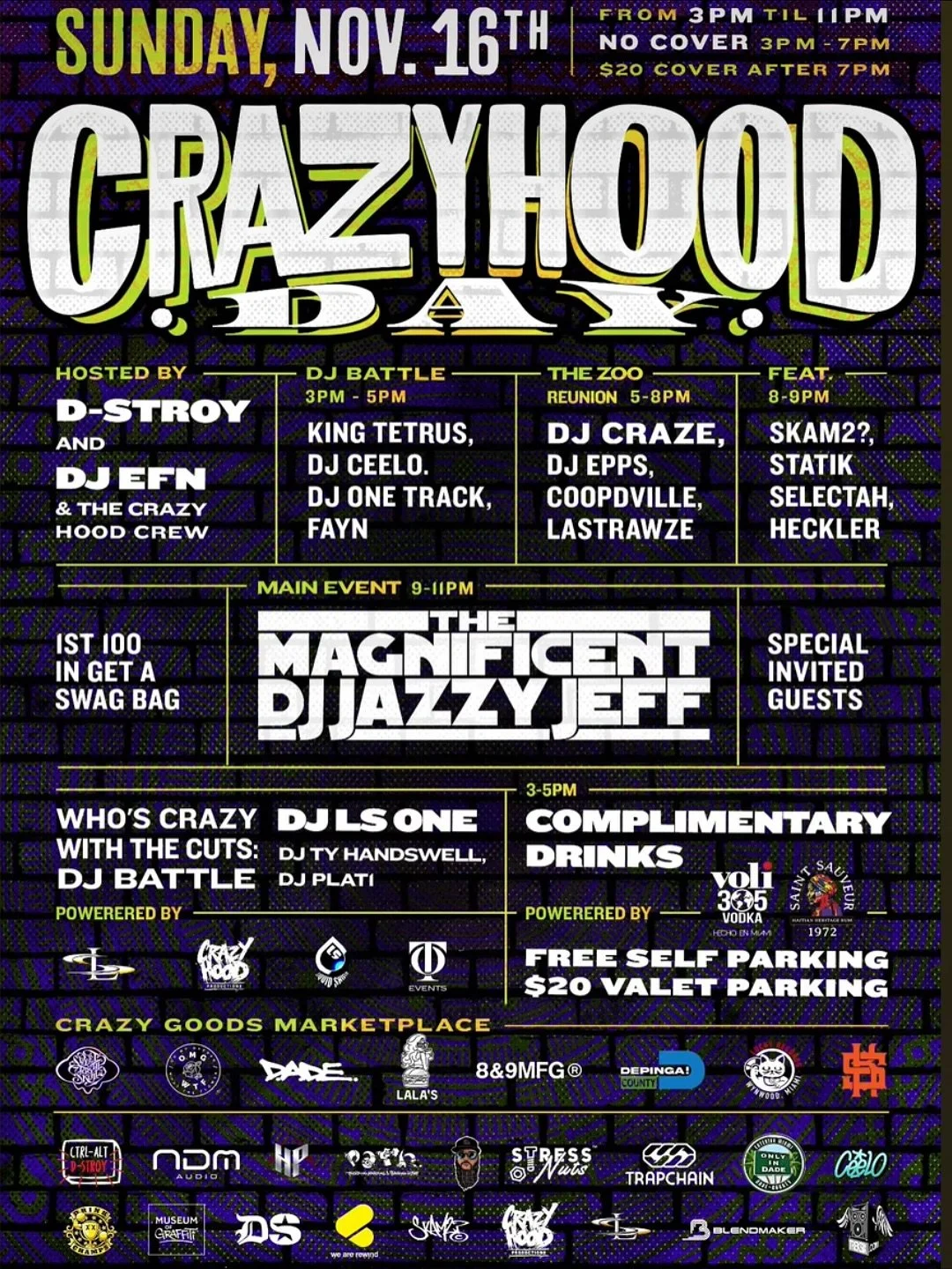 This Sunday, 11/16 it&rsquo;s going down in a major way!!! CrazyHood Day!!! It&rsquo;s that time of the year again, remember last year it was a movie 🎥 ,this year we doing it bigger and better! Don&rsquo;t miss this event / party of the year!!! Meet