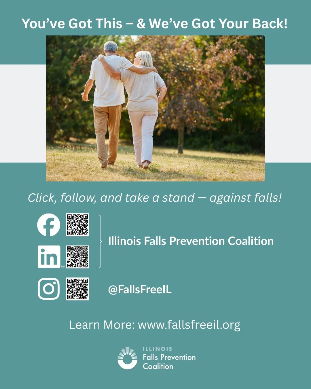 Click, follow &amp; take a stand -- against falls! 👏 ✔️ 

Like, follow &amp; subscribe to the Illinois Falls Prevention Coalition. 😃 

💭 To learn more about our Coalition, visit ➡️ www.fallsfreeil.org 

#FPAW2025 #fallsfree #fallsfreeil #fallsprev