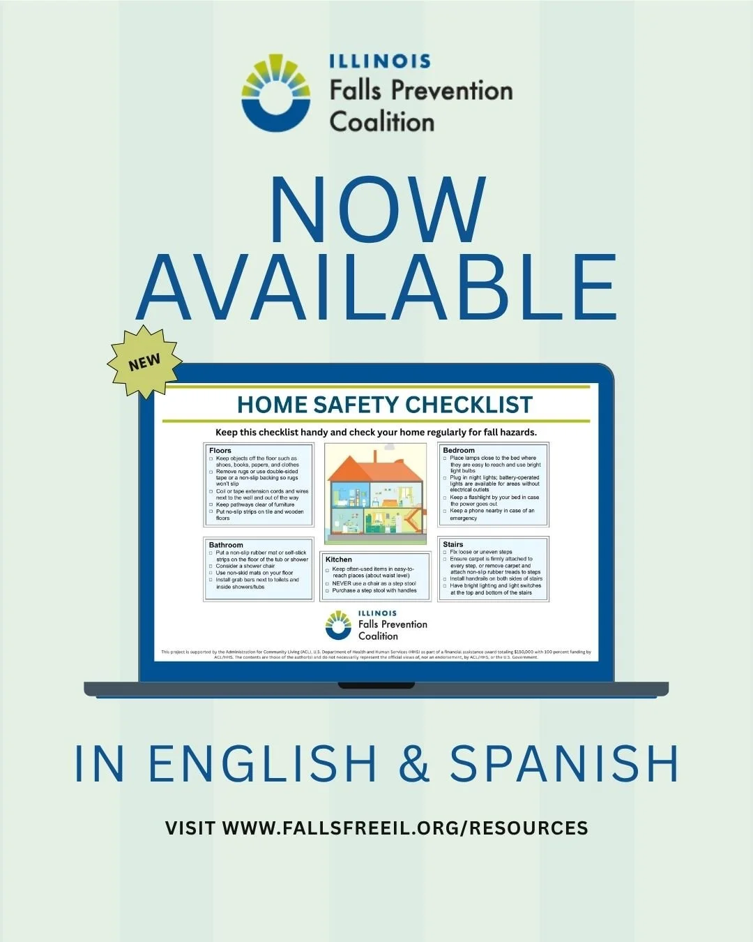 🏠 Keep falls prevention going beyond #FallsPreventionAwarenessWeek!

Our bilingual Home Safety Checklist is now available on our Coalition's resource page. Print it, stick it on your fridge &amp; use it to periodically check your home for potential 