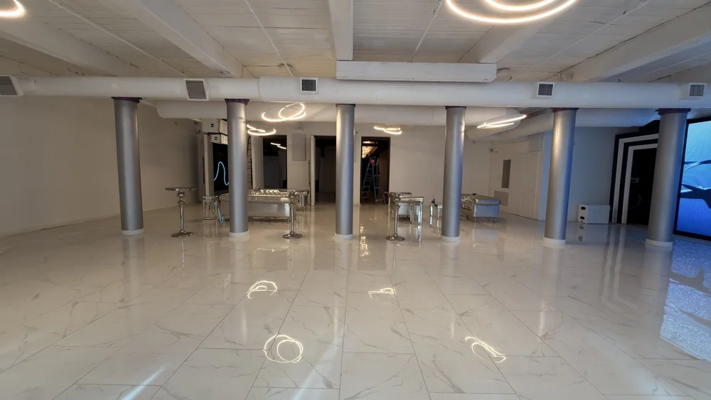 The A-side indoor event space