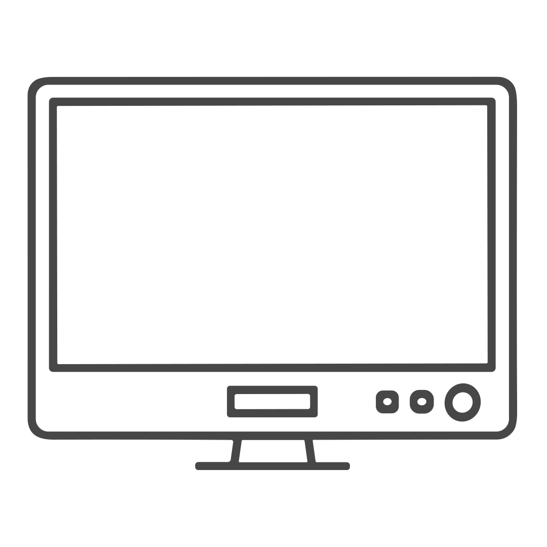 Line drawing of a computer monitor with a blank screen.