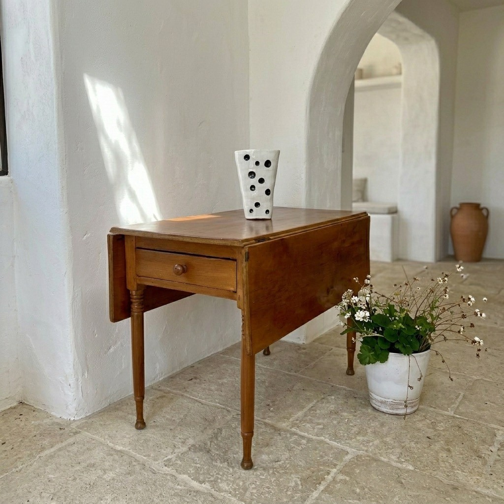 19th-Century American Country Sheraton Primitive Drop-Leaf Table