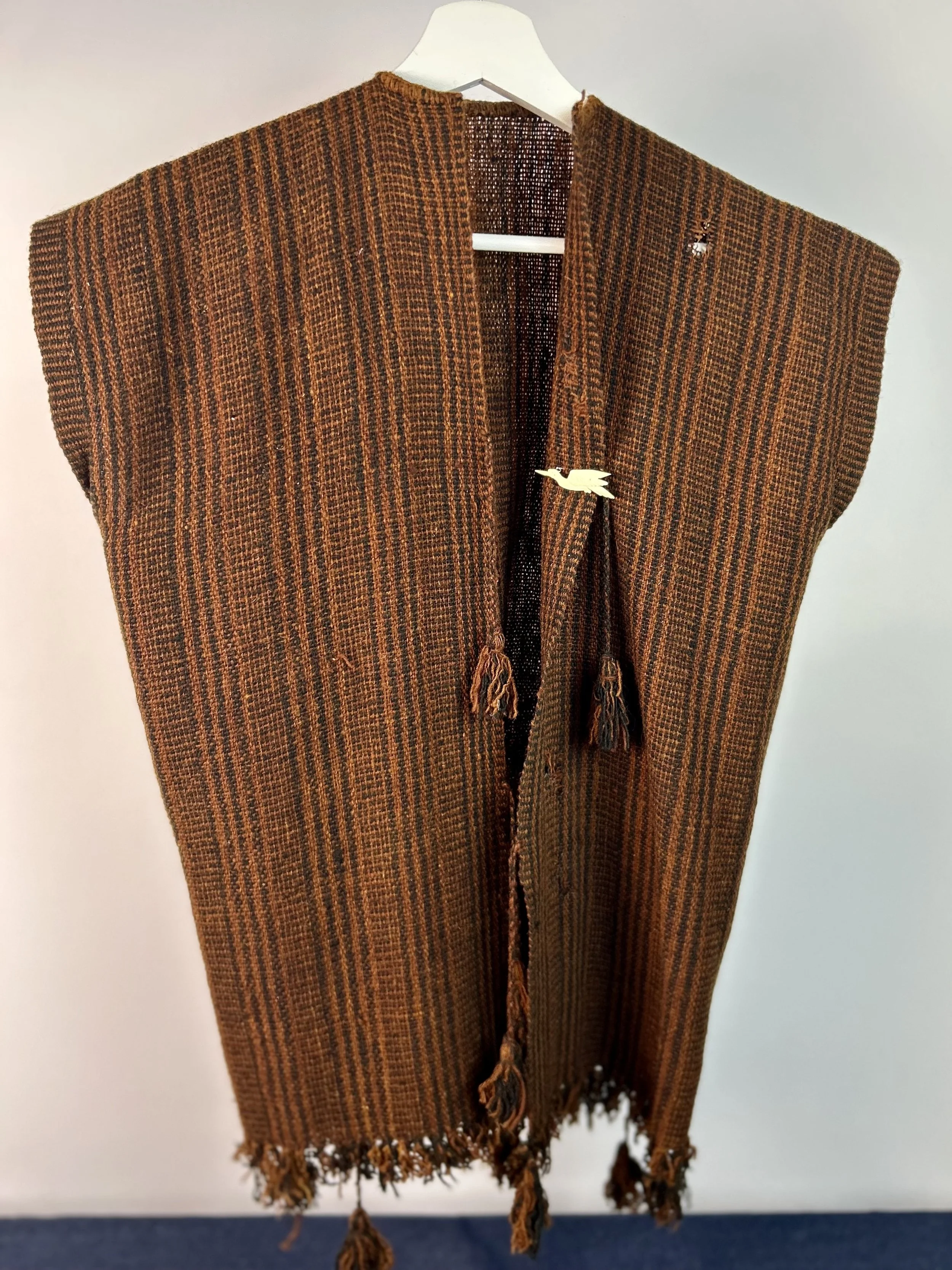 Vintage Mexican Wool Vest with Tassels, Moth Holes (S) $75
