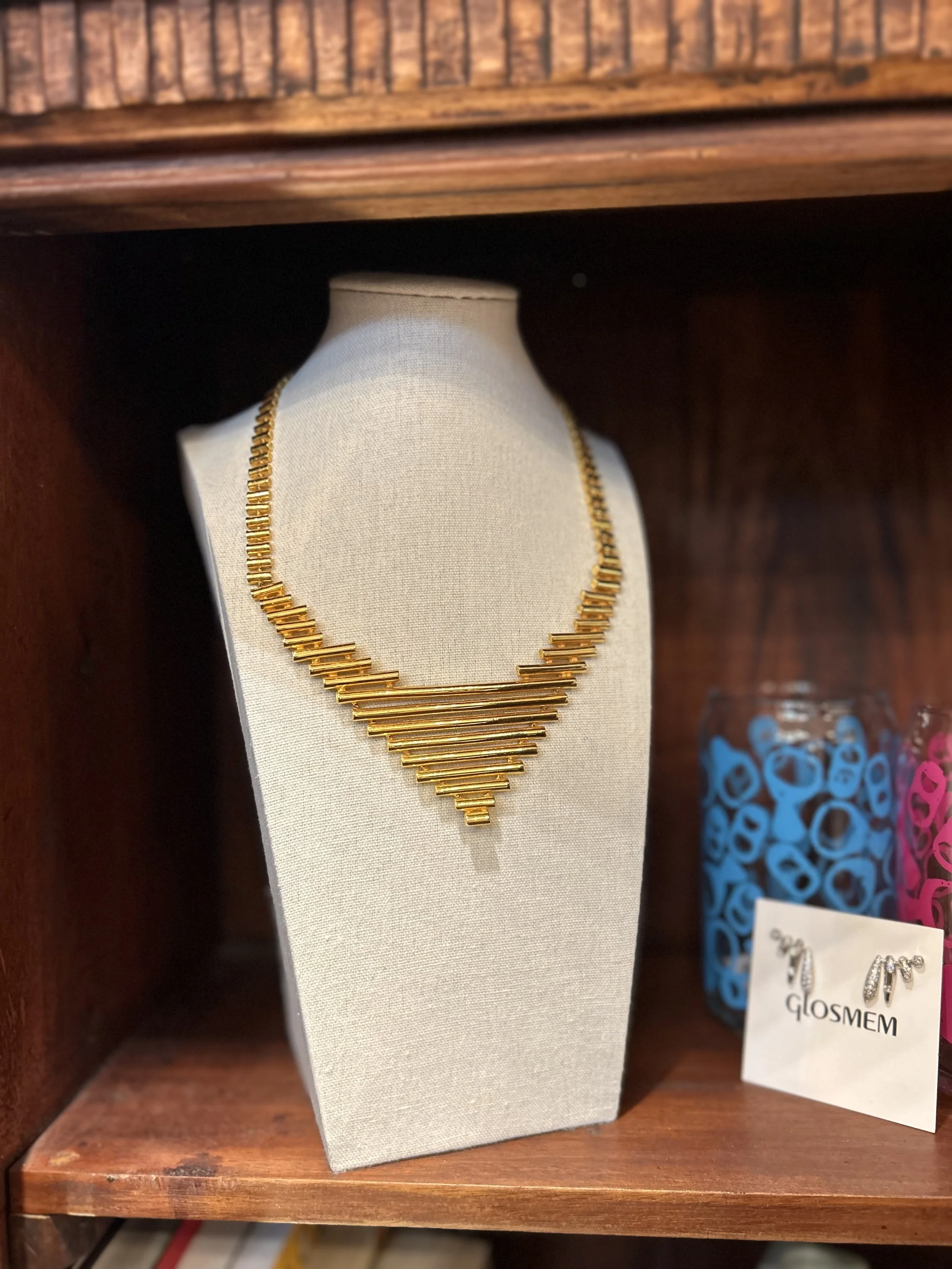 Awesome Warm Gold Geo Statement Necklace $65