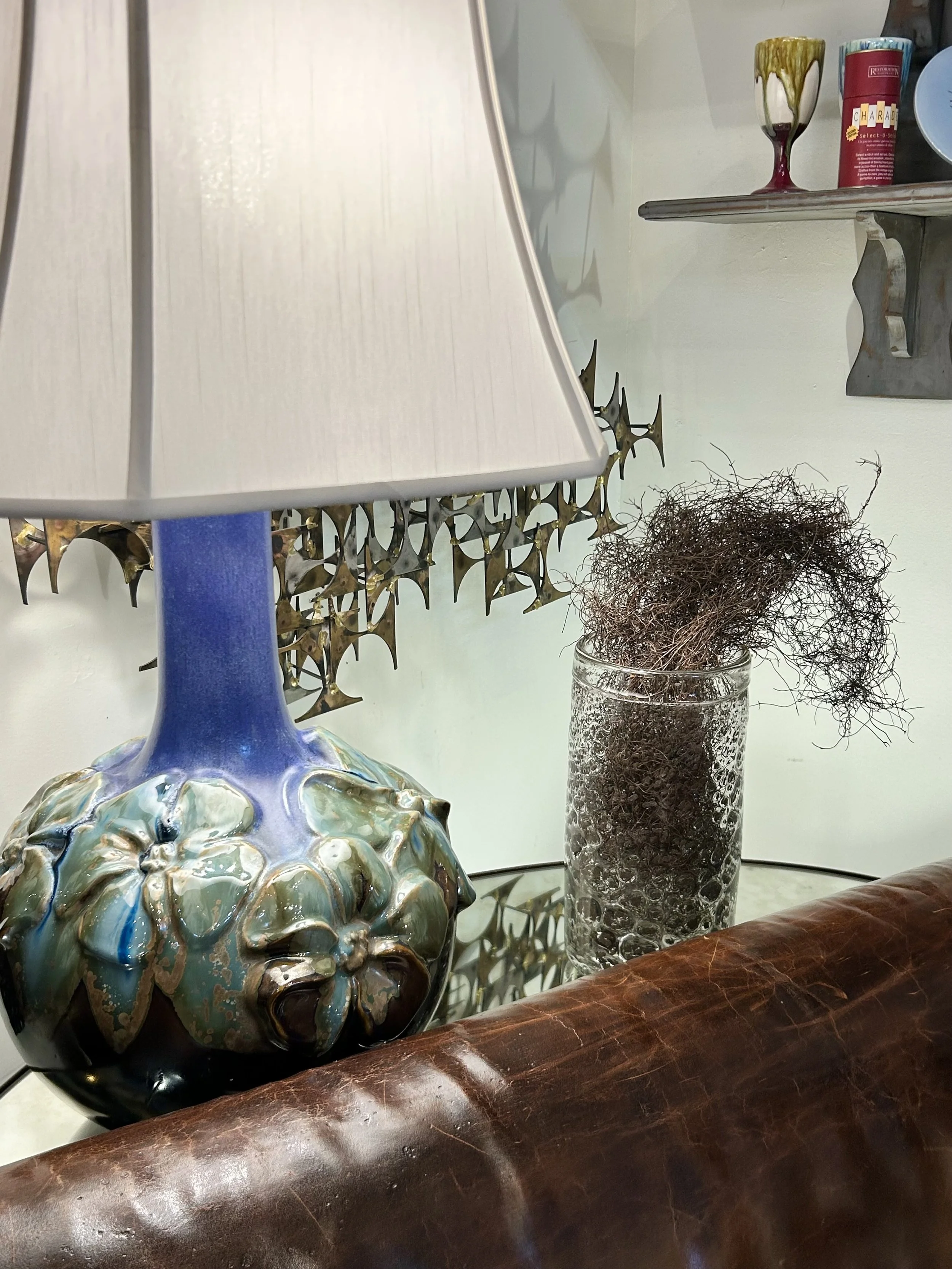 Blue Floral Ceramic Lamp $150