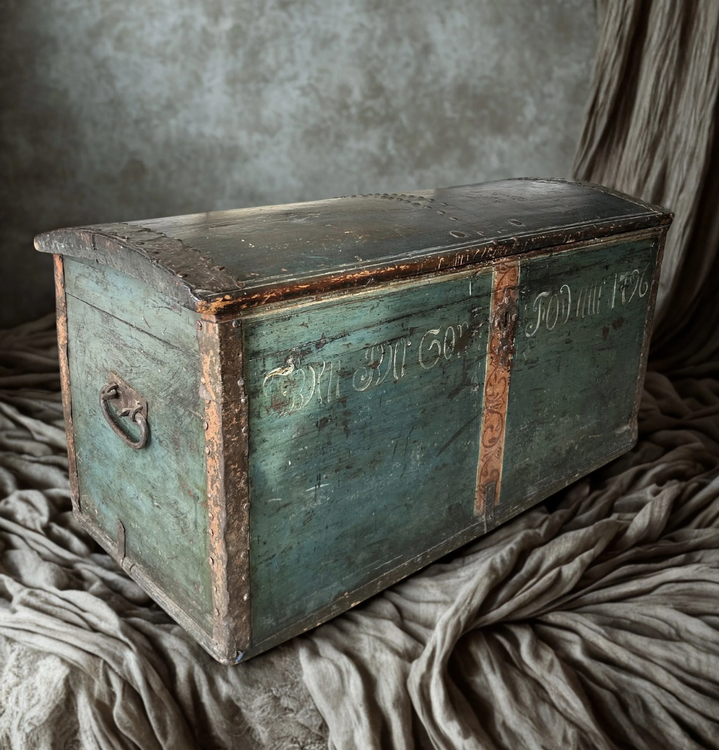 1796 Antique Scandinavian Dowry Trunk
