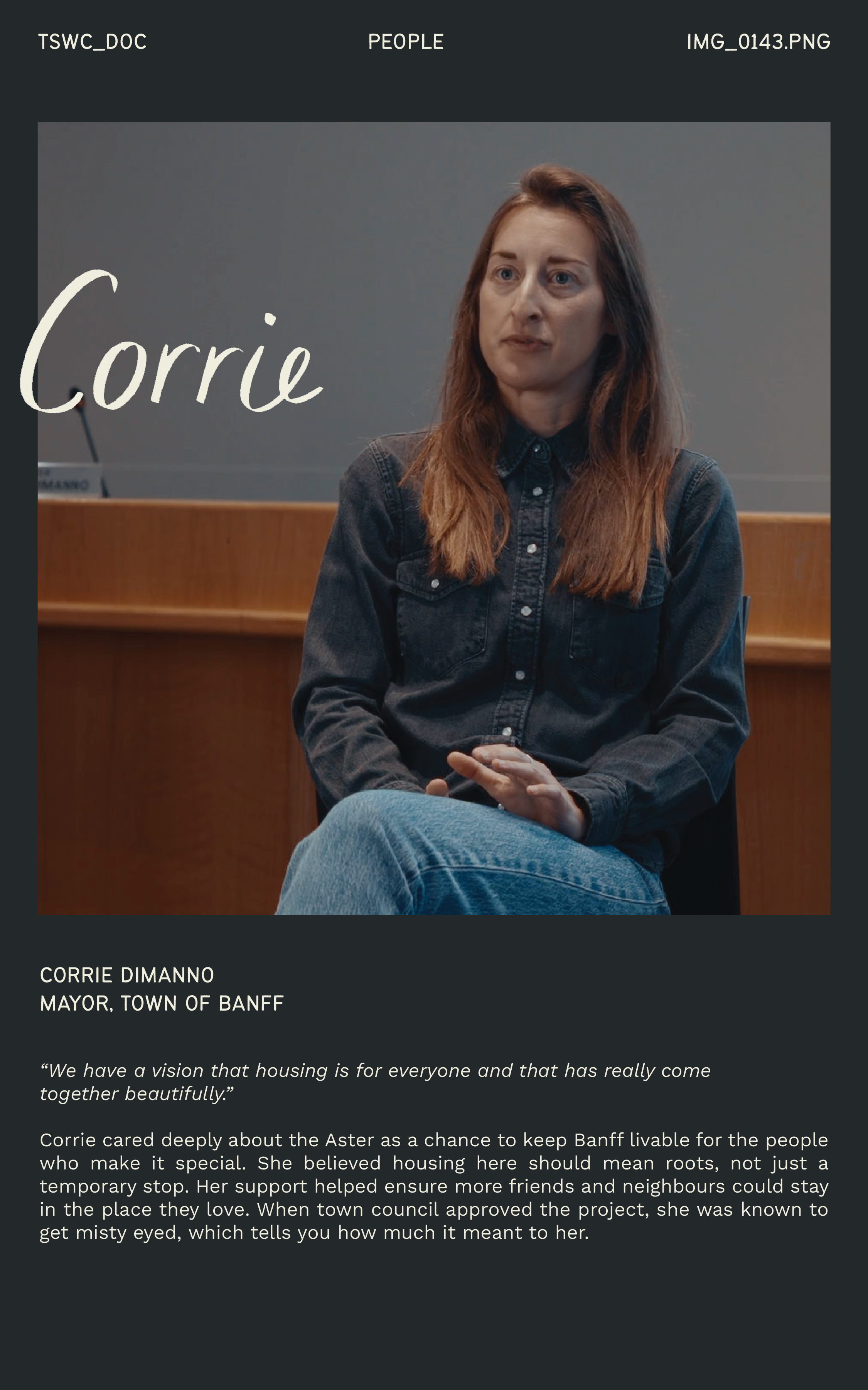 Corrie Dimanno, Mayor, Town of Banff.