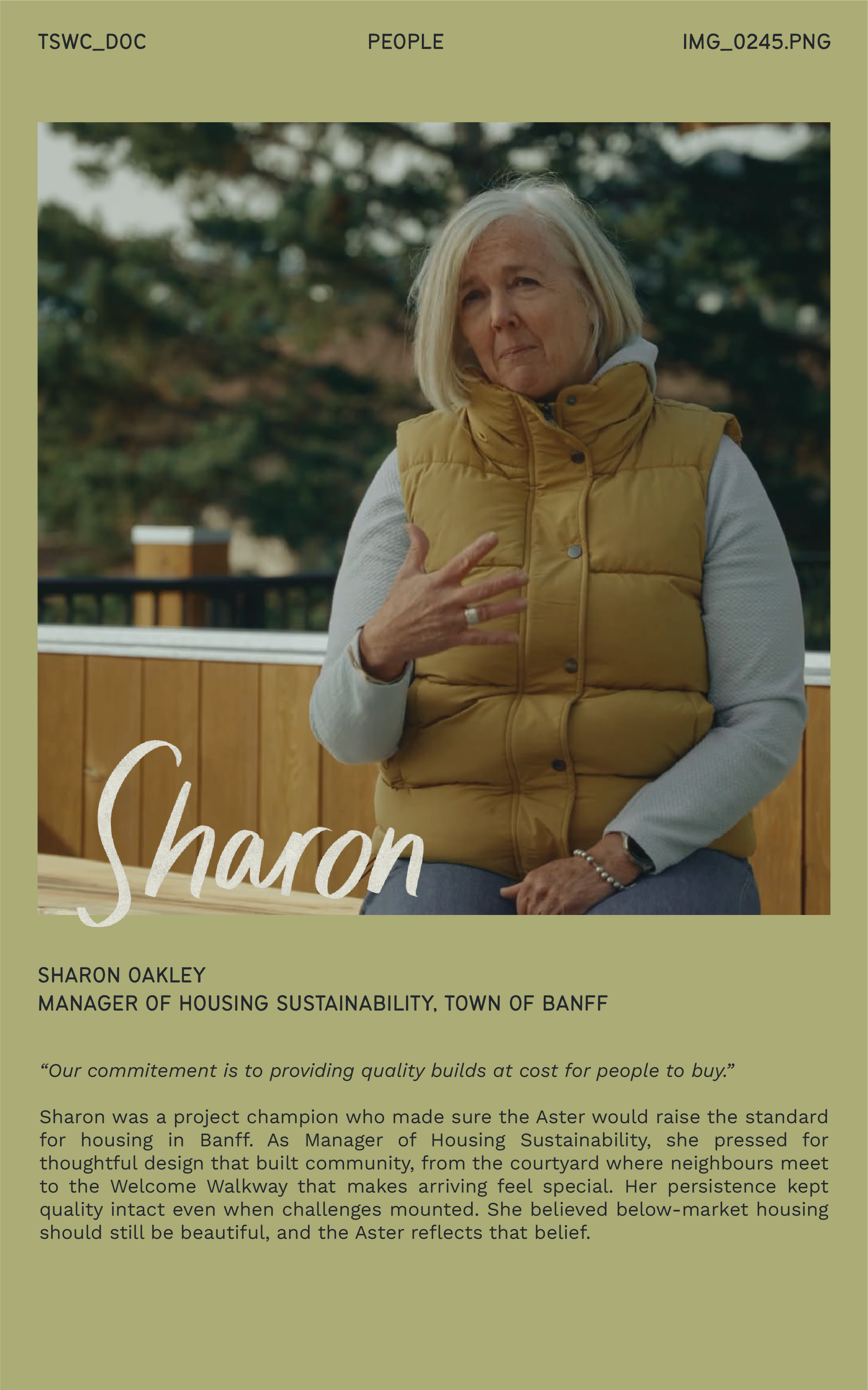 Sharon Oakley, Manager of Housing Sustainability, Town of Banff.