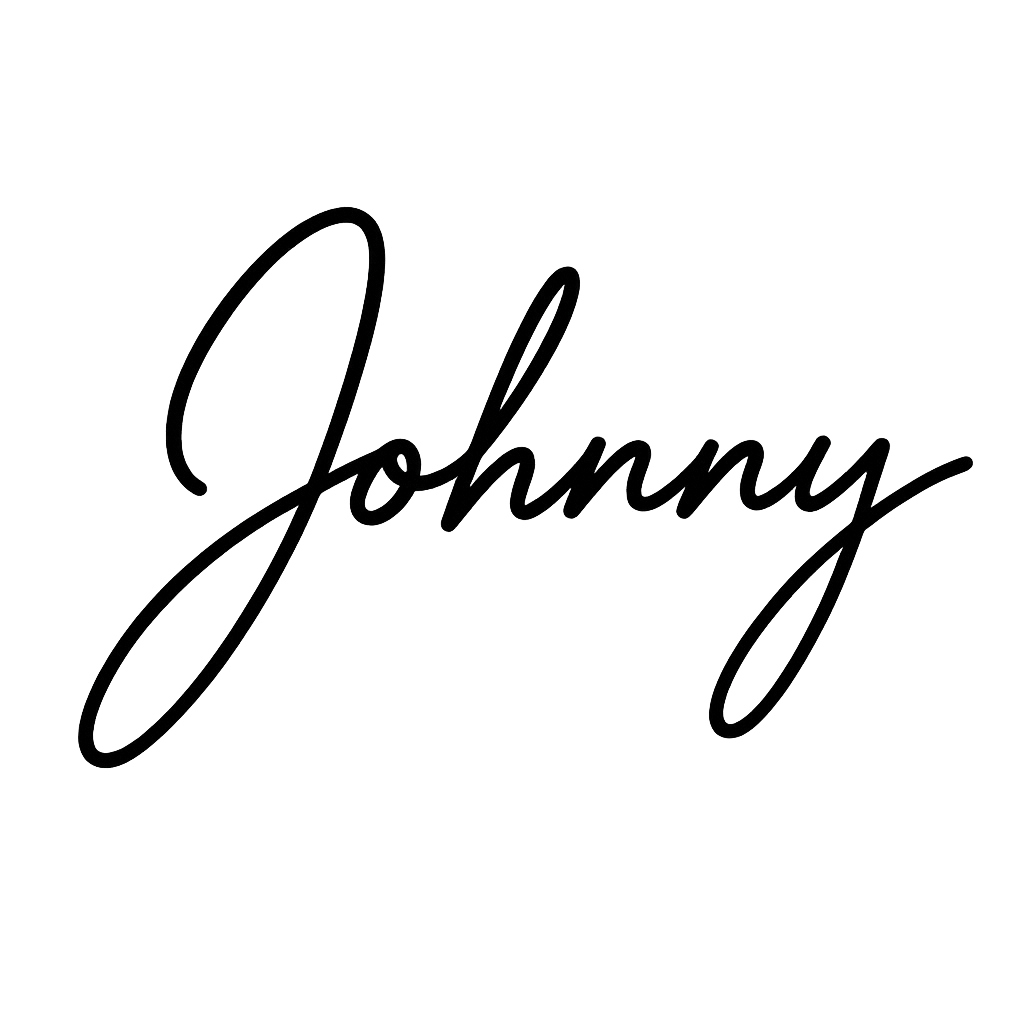 Black background with the name 'Johnny' written in elegant cursive font.