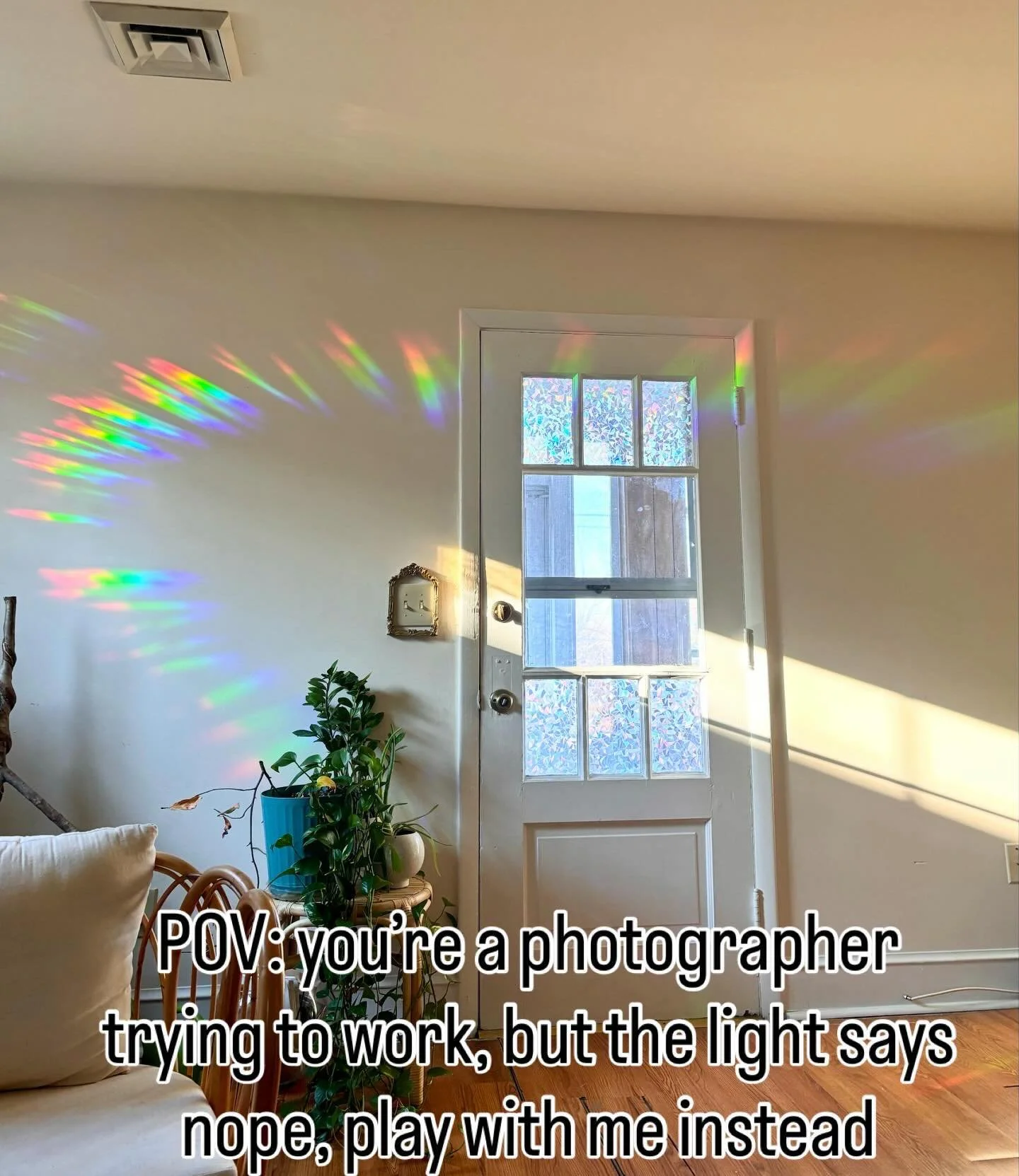POV: you&rsquo;re a photographer trying to work, but the light says nope, play with me instead ☀️👀

I was mid-edit when I glanced at my living room wall&hellip; and yeah, there was no going back.

One test shot turned into a full-blown self-portrait