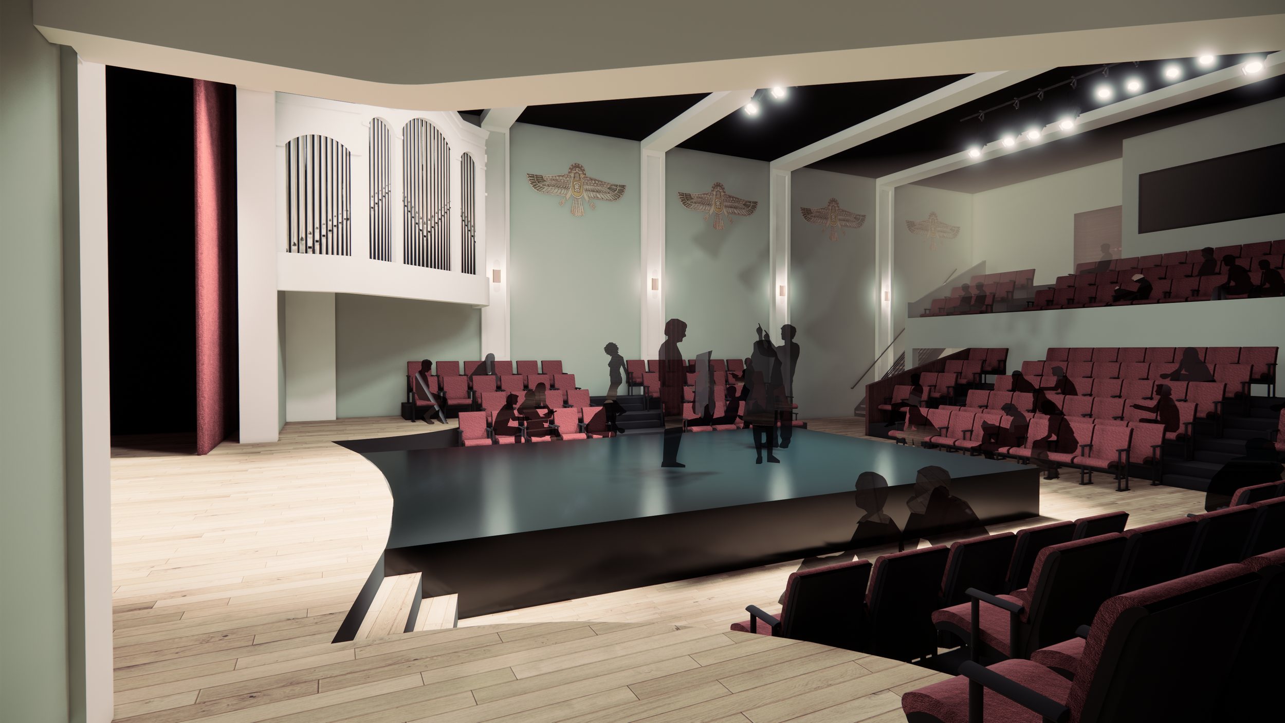 Whether experiencing a play, film, reading, or concert, the audience is one with the artists in this intimate space. Even balcony seating feels connected. 