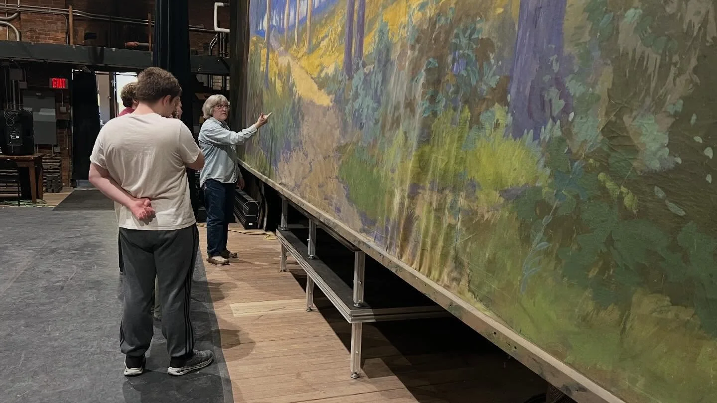 It was such a treat having the Scene Painting class from @wsu.thad visit The ARC on Monday! The incredible historic drops housed in this building were crafted over 100 years ago and still look fantastic today. Thanks to Professor Peggy Sannerud for f