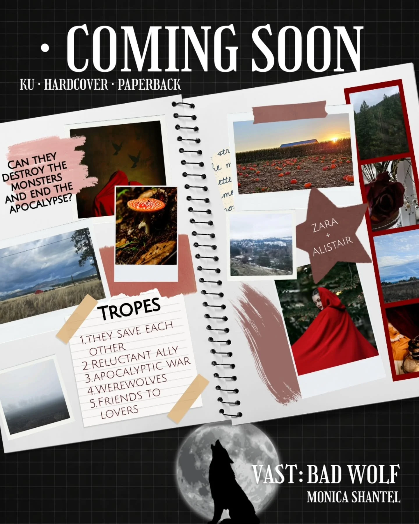 Today i introduce to you the names of the MCs. 🤭 Zara, our red riding hood woman, and Alistair, the blond best friend!

Here are some of the tropes you can find. 

Just in time for Friday's beta readers call post!