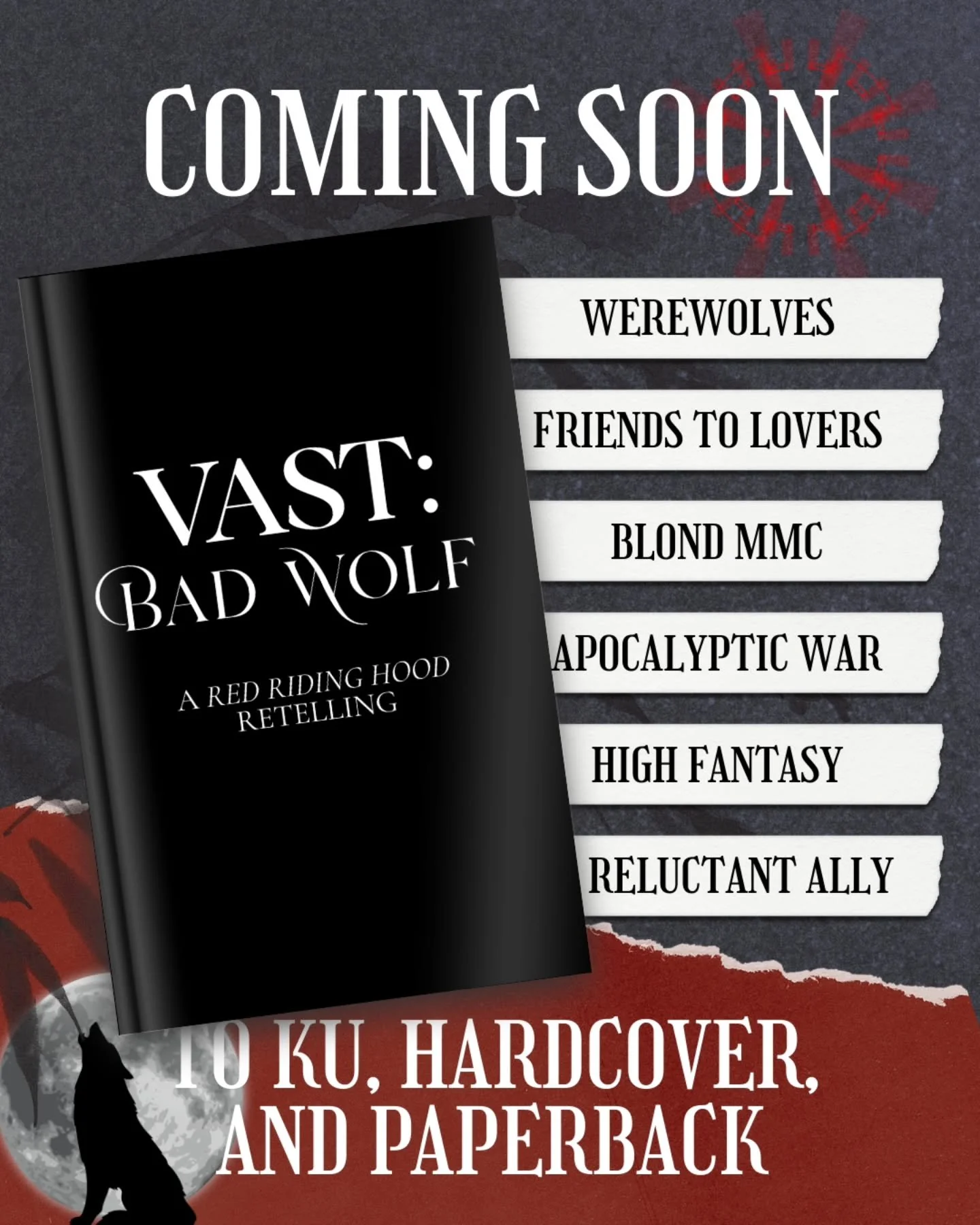 I thought it might be time to share a graphic like this. Si ce I have mostly shared these tropes. 😌

I'll be honey, finding tropes for this has been HARD.

VAST: Bad Wolf is the first in a standalone trilogy, set to publish in August.