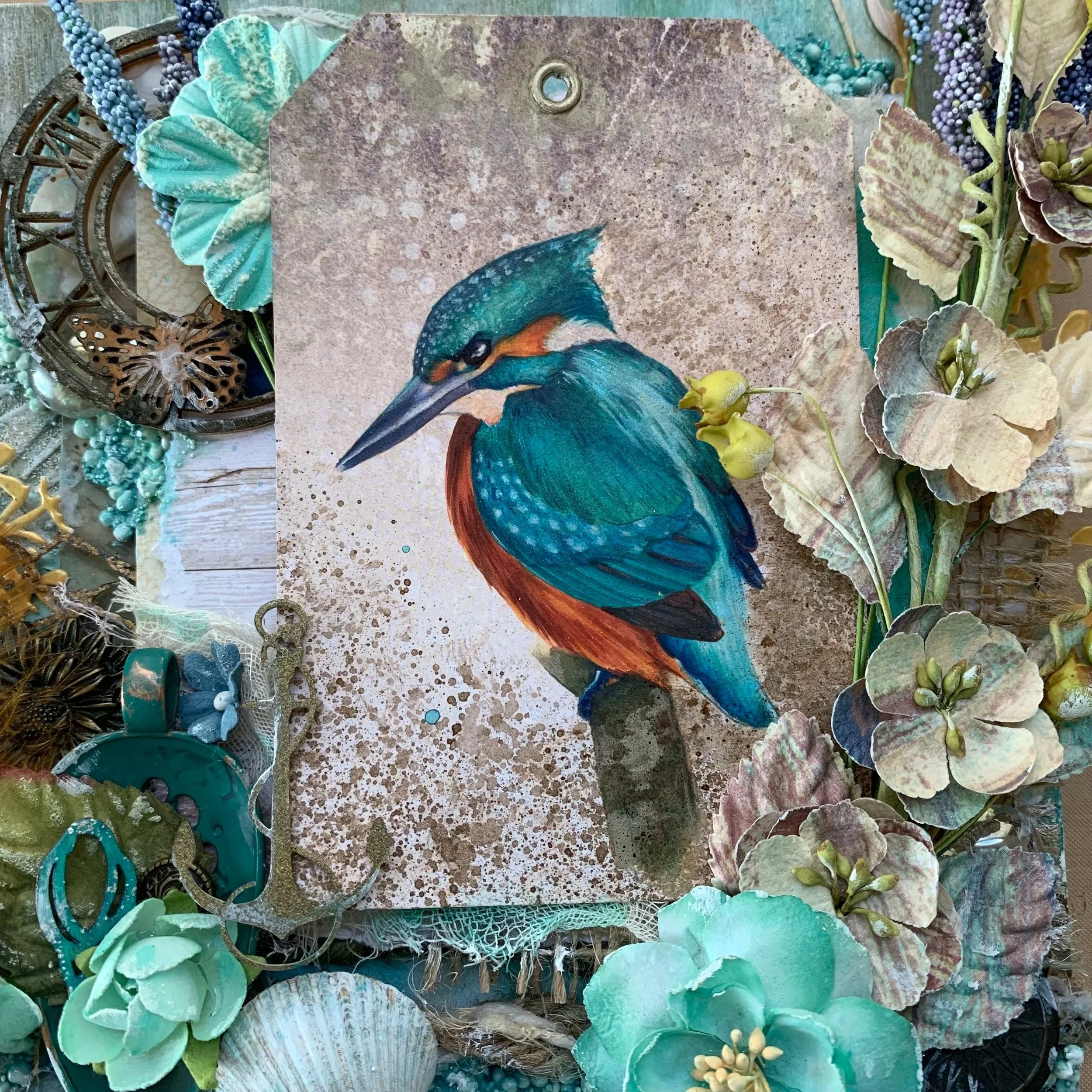 kingfisher drawing on card stock mixed media/ at Christina Brilla creations