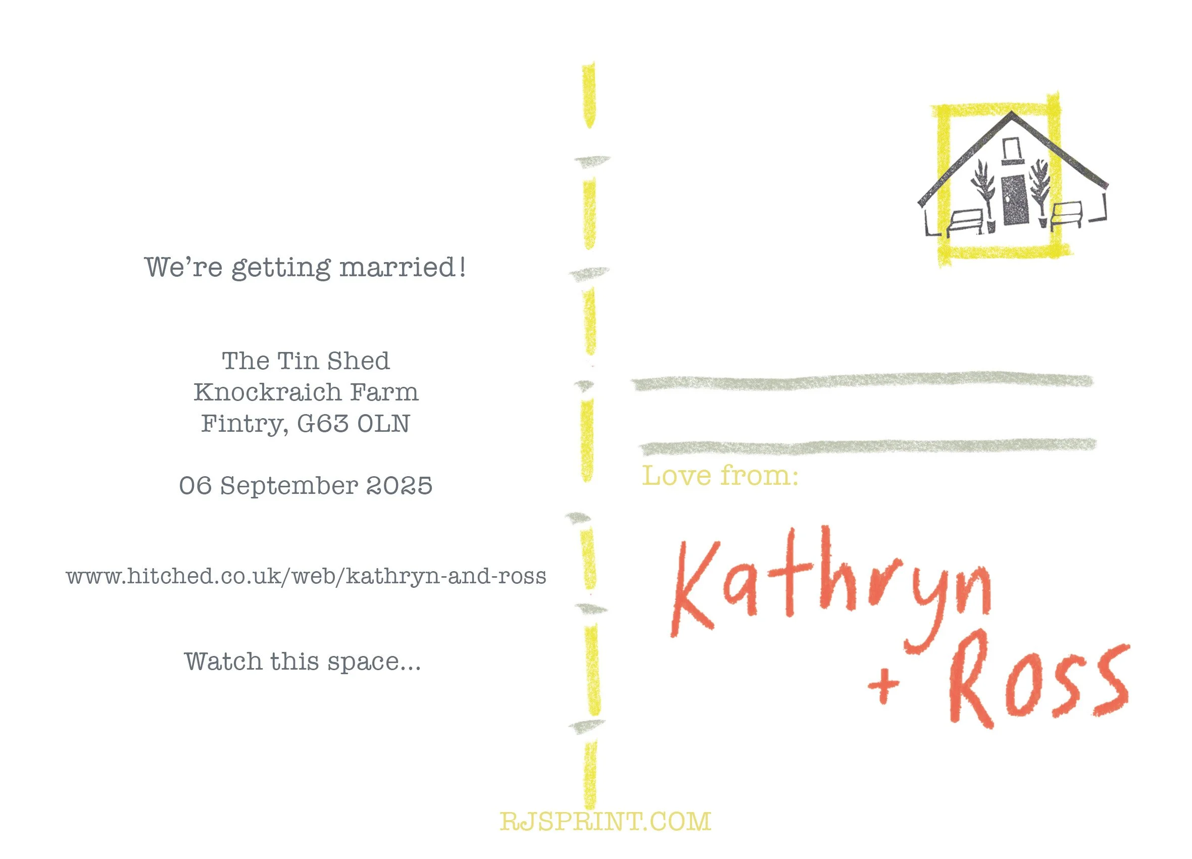 Save the date back - postcard style