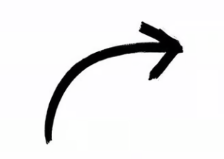 Black hand-drawn arrow curved downward with an arrowhead pointing to the right.