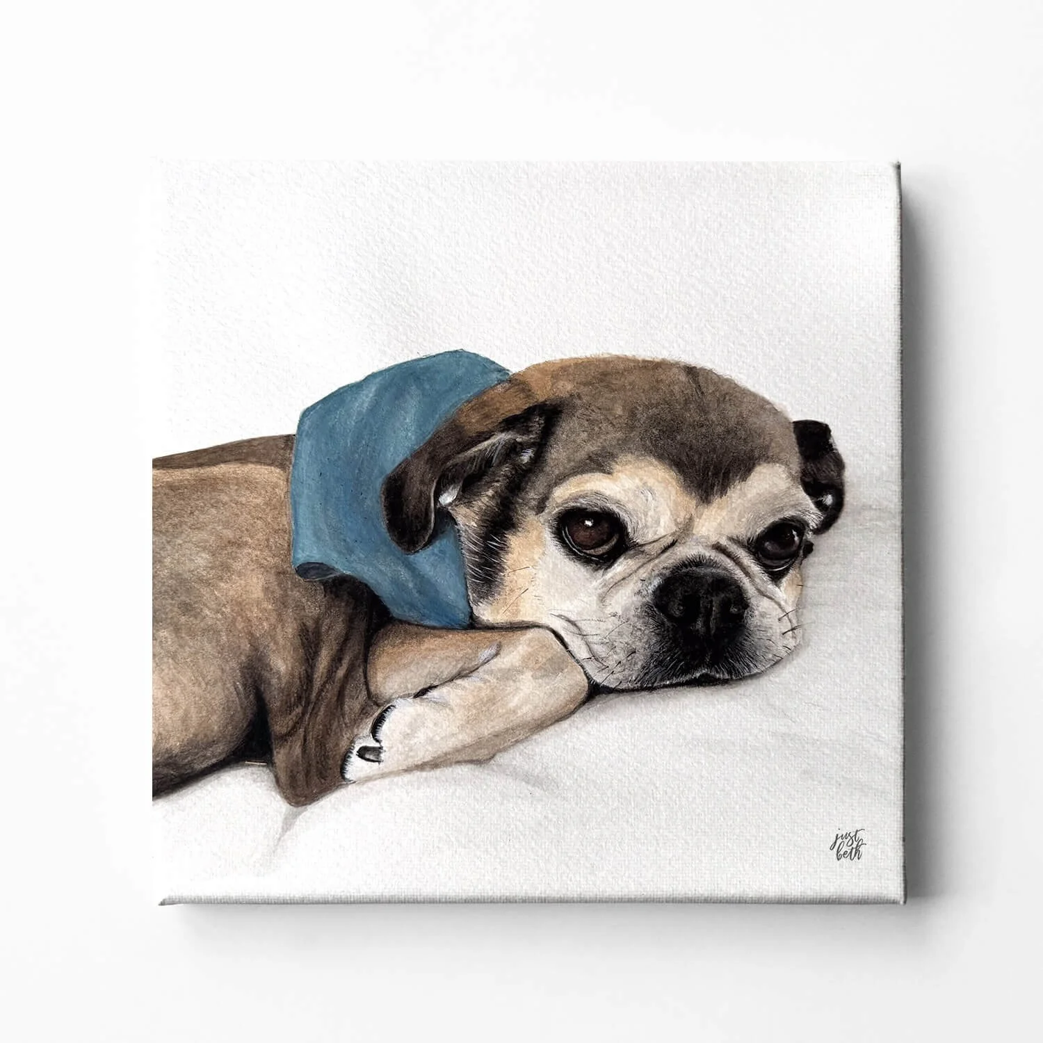 Original hand-painted dog portrait in watercolor, created from a client photo by Orlando artist Beth Ramirez.