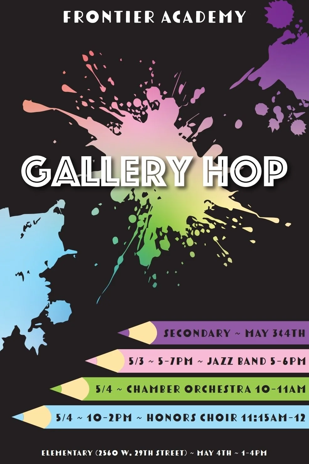 A poster submission for my highschool's Gallery Hop - the art show that they put on at the end of the year.