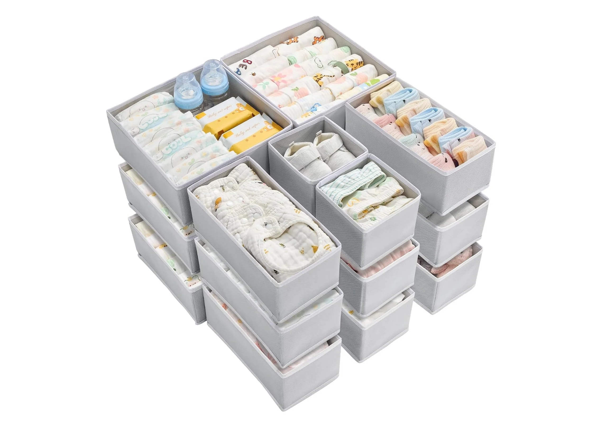 foldable fabric bins for dresser drawers - clothing organization