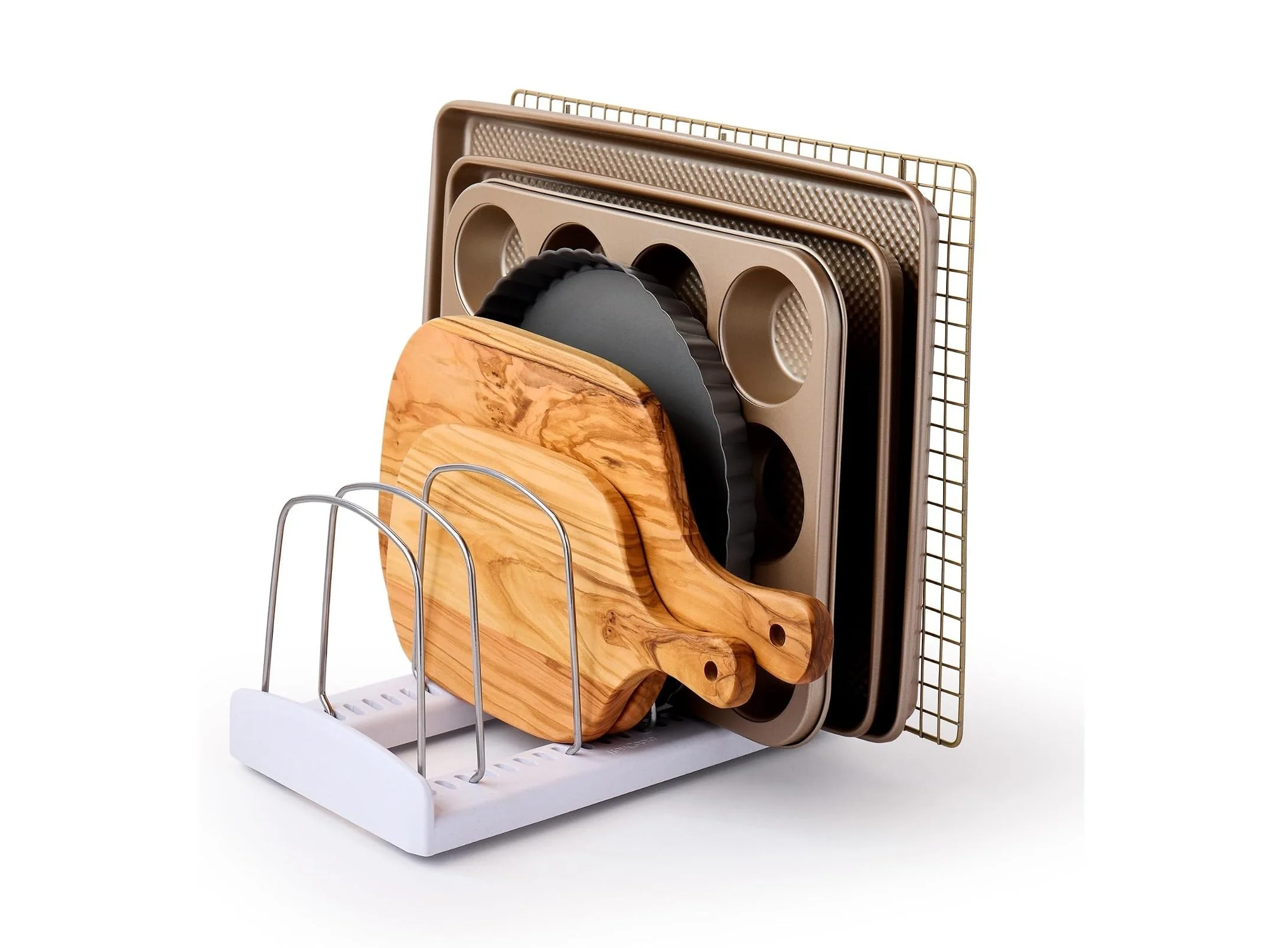 Bakeware Rack, Adjustable Dividers, Baking Pan Organizer