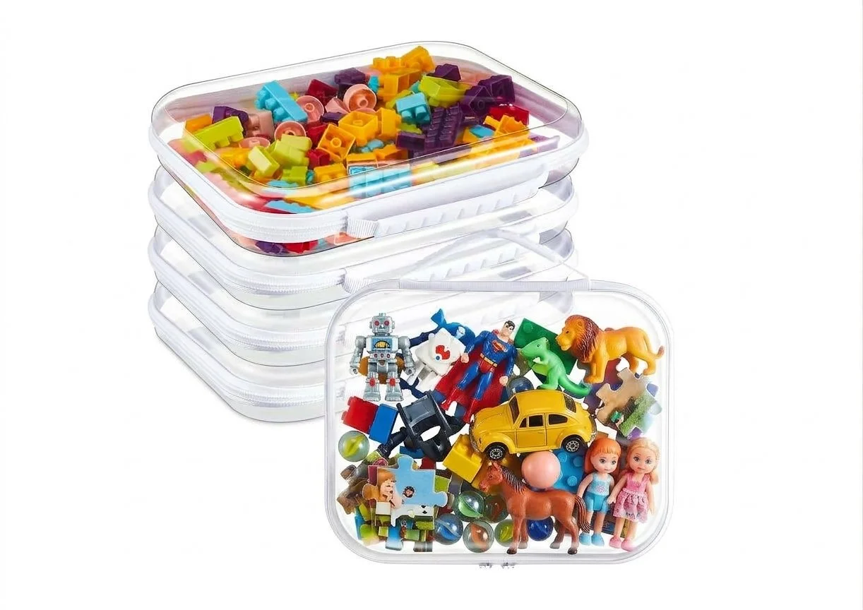 hard zipper pouches for toy storage, clear plastic hard shell case, transparent organizers