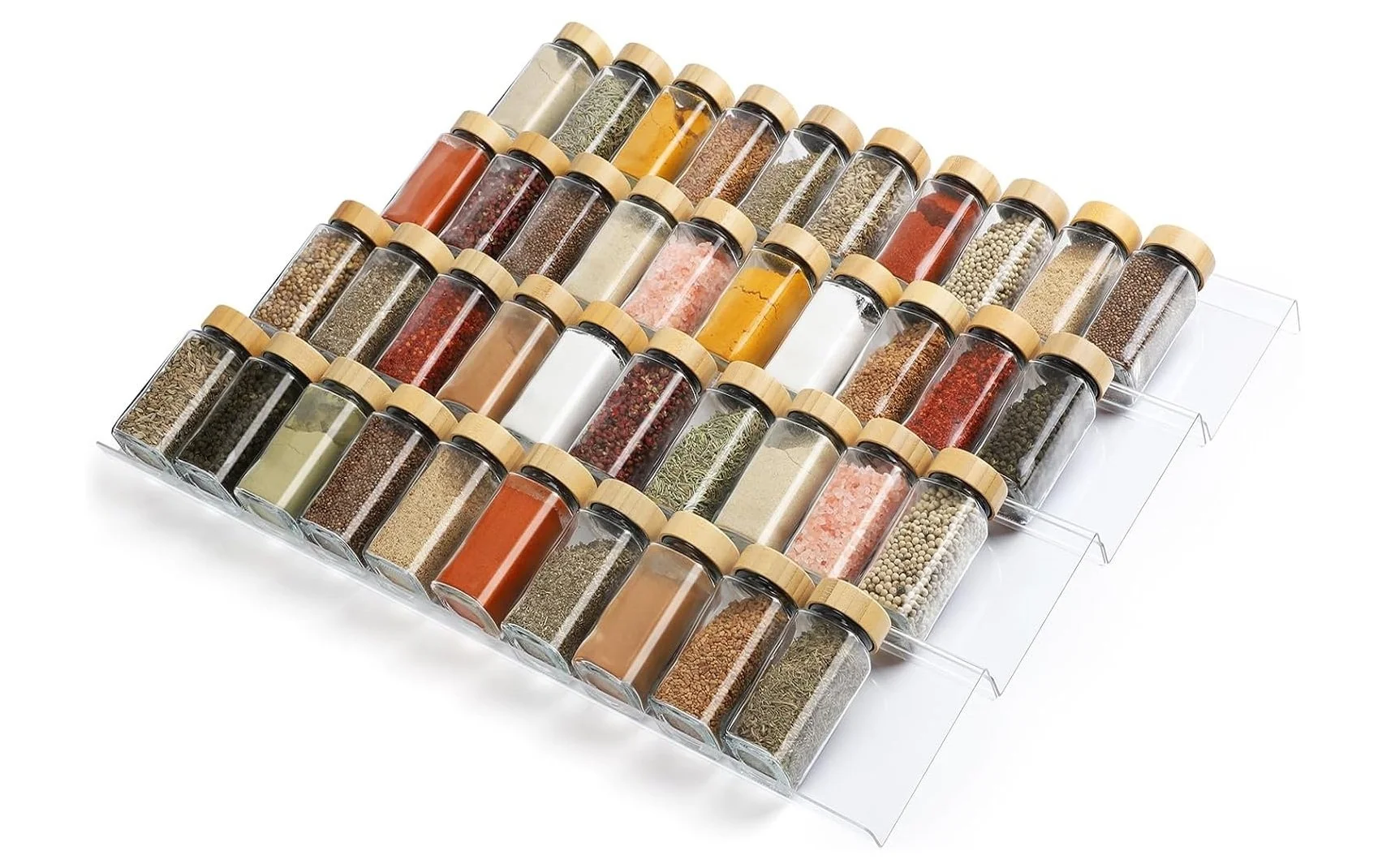 Spice Drawer Organizer 4 Tier, Acrylic Seasoning Organizer Rack