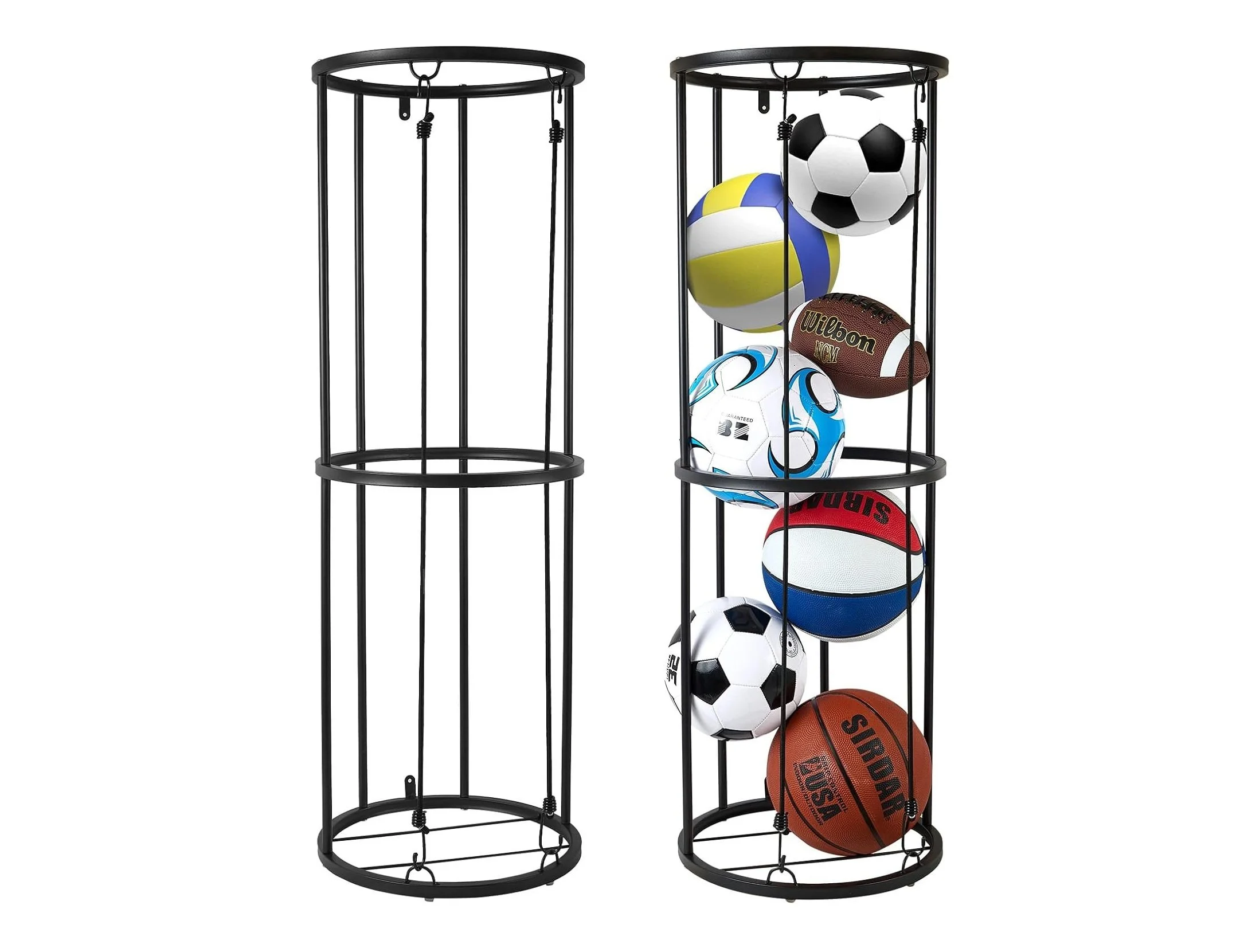 Garage Ball Storage Rack for Basketball & Soccer, Metal Wall-Mount