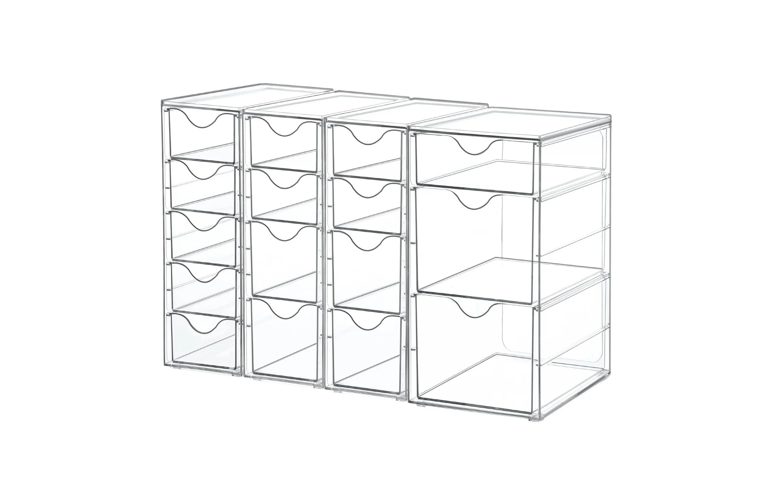 Transparent clear acrylic drawers