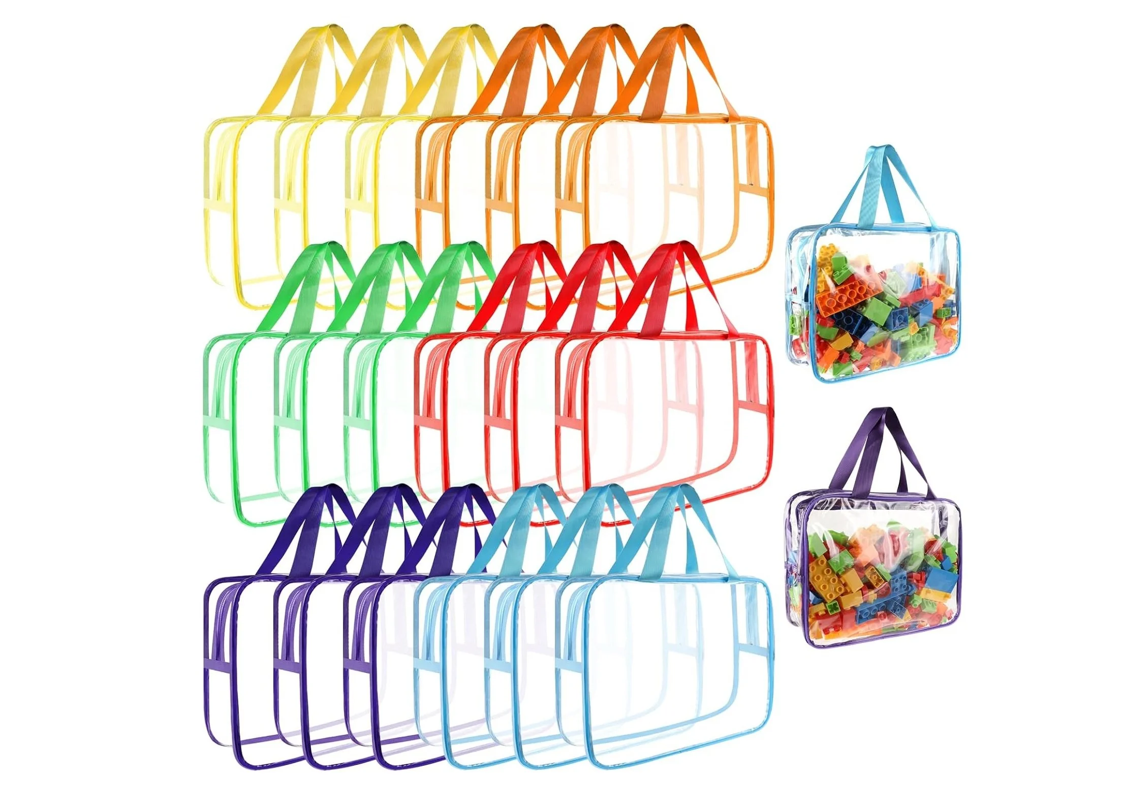 Colorful plastic toy storage bags with zipper