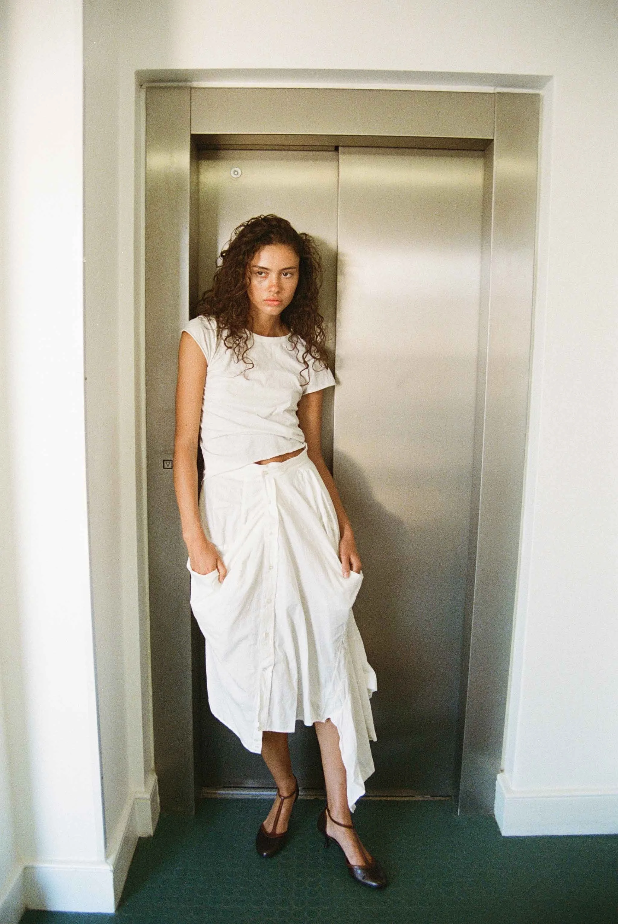 Fashion editorial photographed on 35mm film by a London-based analogue fashion photographer.