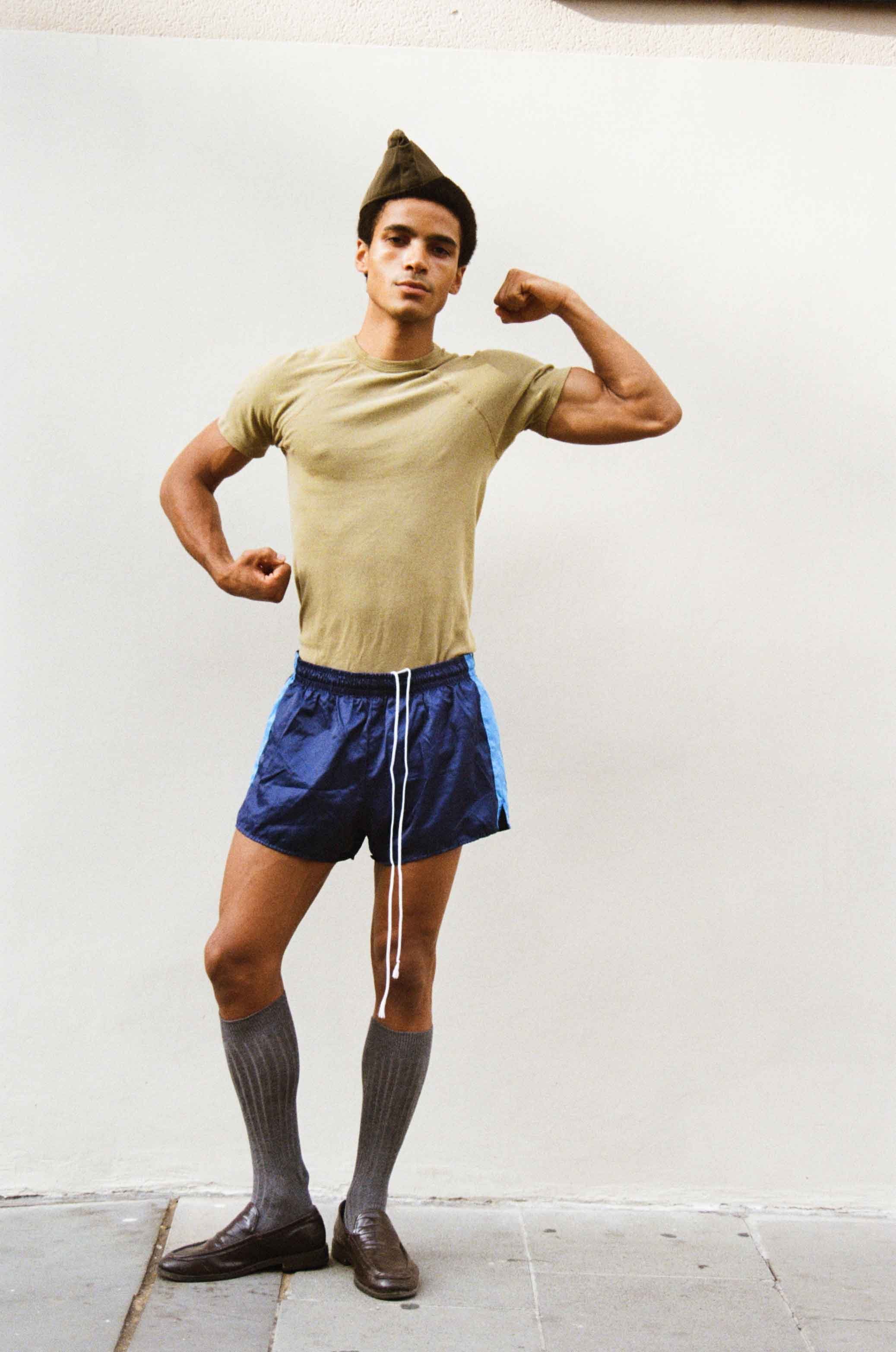 Fashion story photographed on film, combining experimental composition with contemporary editorial styling.