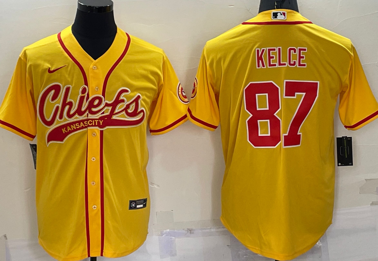 Kansas+City+Chiefs+%2387+Travis+Kelce+Baseball+Jersey+Yellow.png