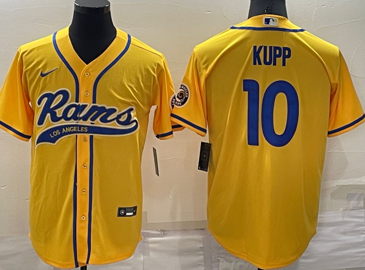 Los+Angeles+Rams+%2310+Cooper+Kupp+Baseball+Jersey+Yellow.png
