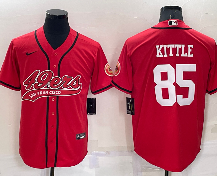 San+Francisco+49ers+%2385+George+Kittle+Baseball+Jersey+Red.png