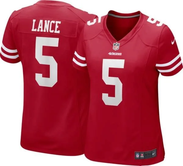 Woman+San+Francisco+49ers+%235+Trey+Lance+Vapor+Limited+Jersey+Red.jpeg