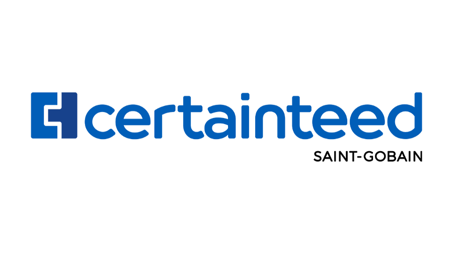 Logo of the company 'CertainTeed' by Saint-Gobain, featuring a blue geometric icon to the left of the company name in blue text, with 'Saint-Gobain' written below in smaller black text.