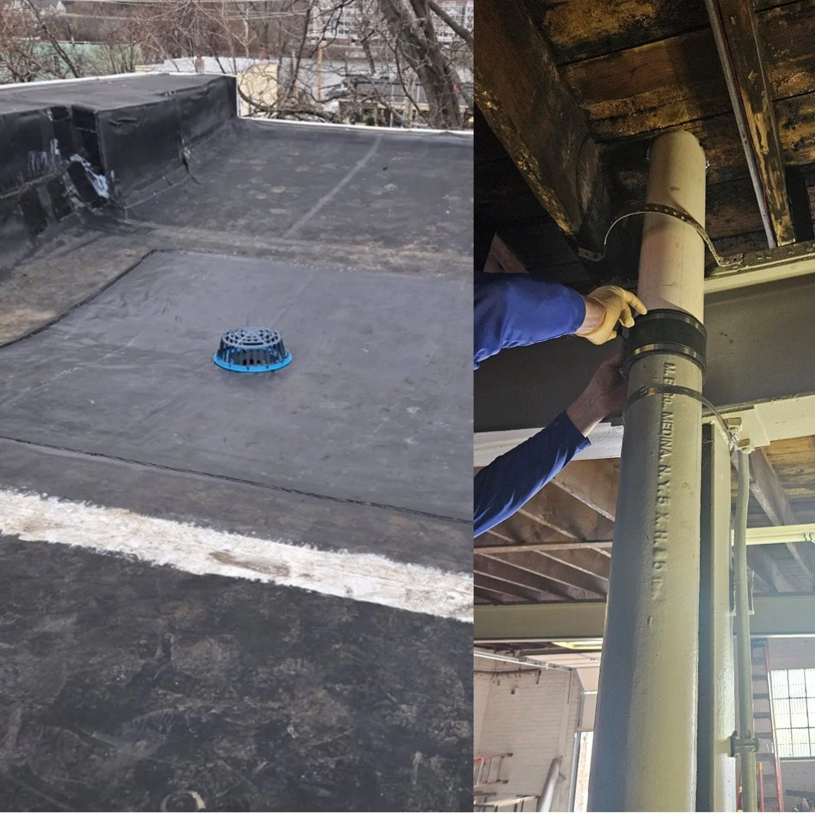 How Installing a Permanent Commercial Roof Drain Connection Can Prevent Flat Roof Leaks in Albany &amp; Schenectady, NY