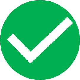 Green circle with a white check mark in the center